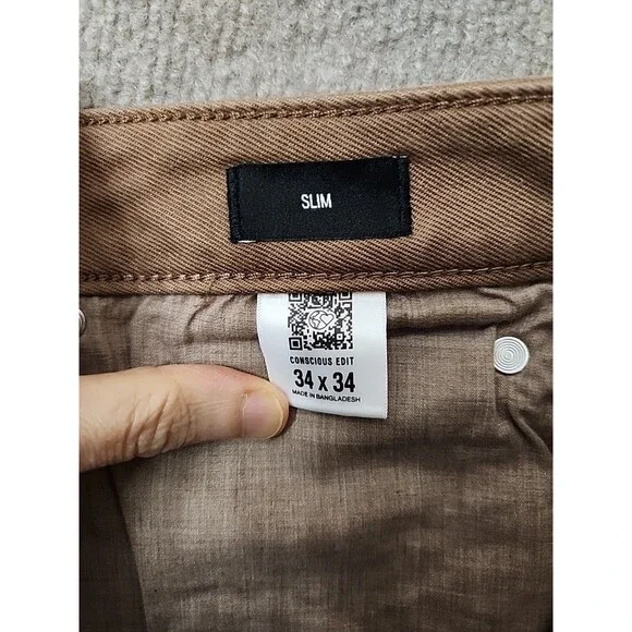 Express Rocco Slim Jeans Mens 34x34 Brown Hyper Stretch NEW